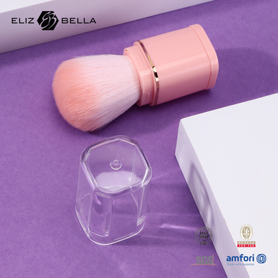 Pinceau rétractable maquillage en poudre Pinceau rose poignée en plastique 100% poignée en plastique de cheveux synthétiques OEM